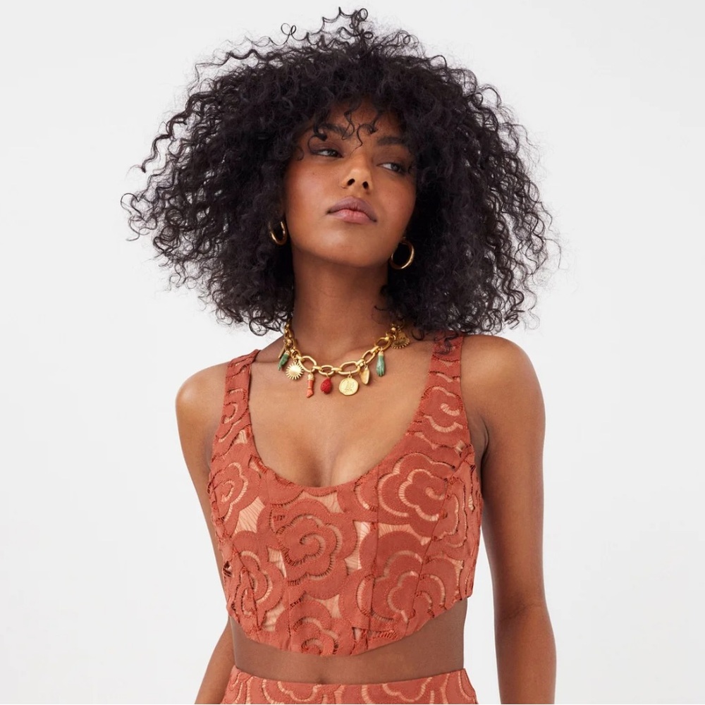 For Love And Lemons Nomi Top in Brownish Burnt Orange Color size medium